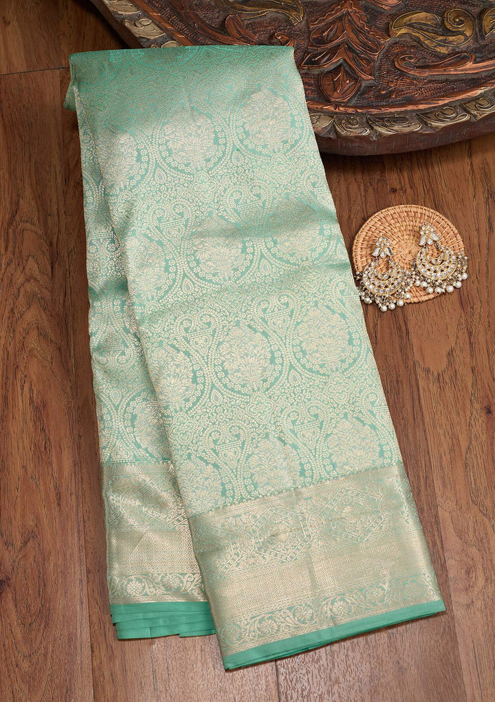 Sea Green Zariwork (Silver) Silk Silk_Saree