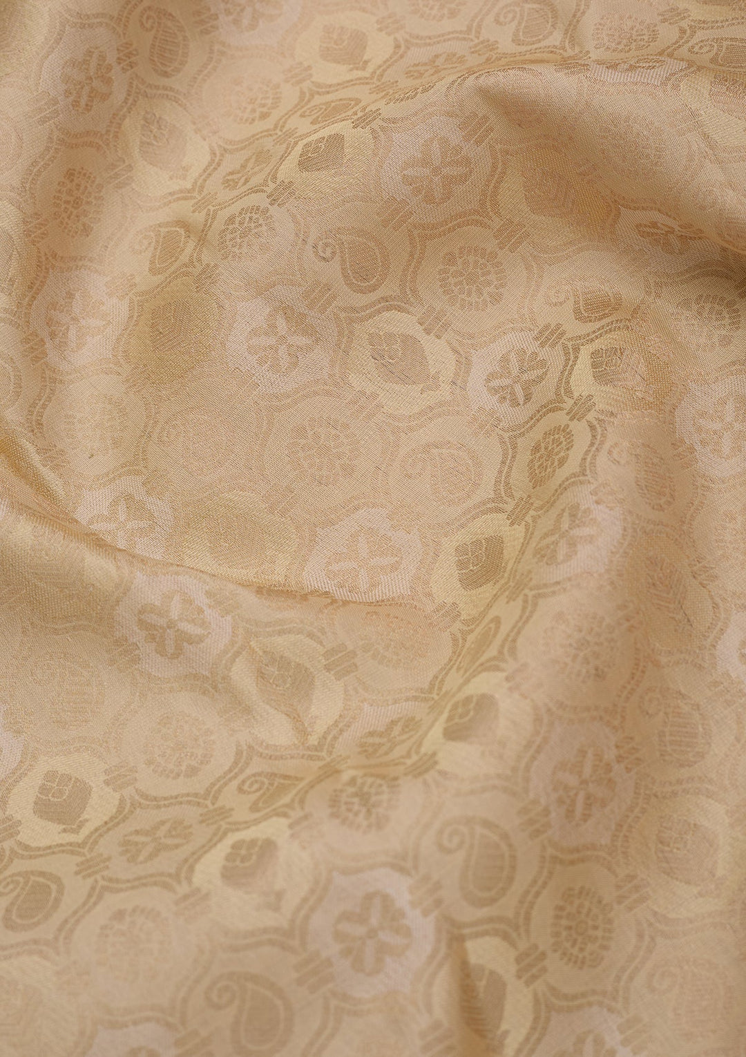 Cream Silk Jaal Silver Zariwork Saree With Matching Blouse Piece