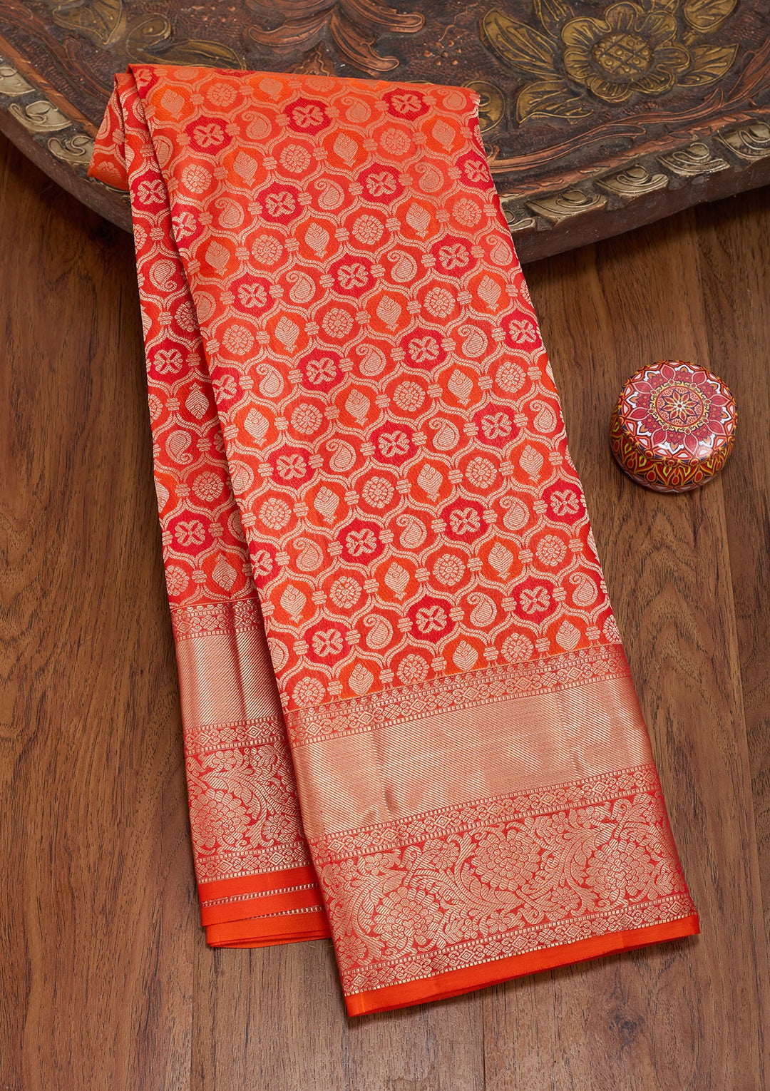 Orange Kanjivaram Pure Silk Saree