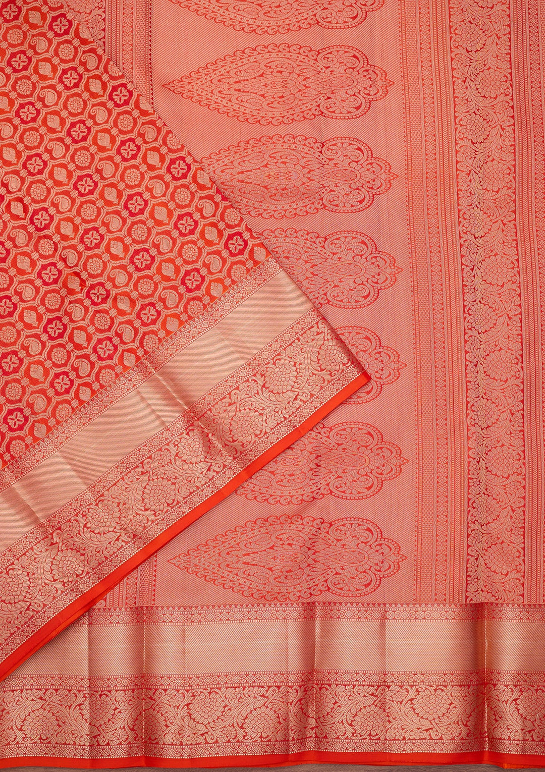Orange Kanjivaram Pure Silk Saree