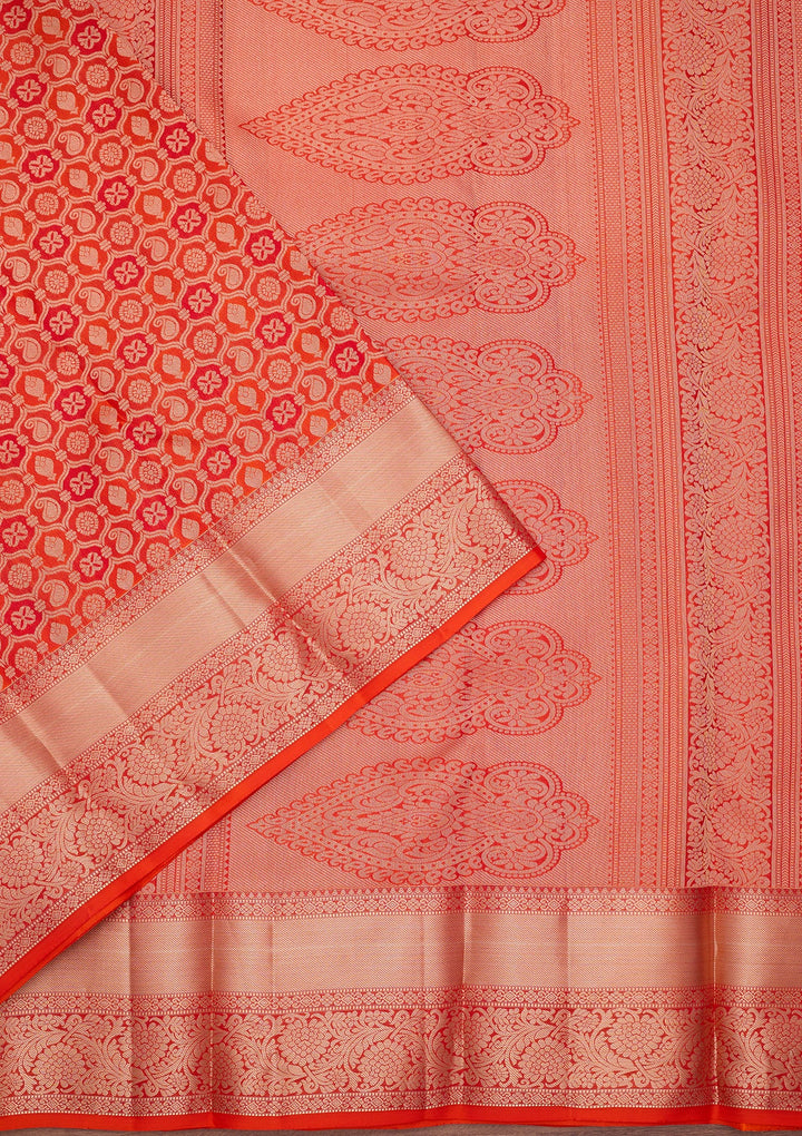Orange Kanjivaram Pure Silk Saree