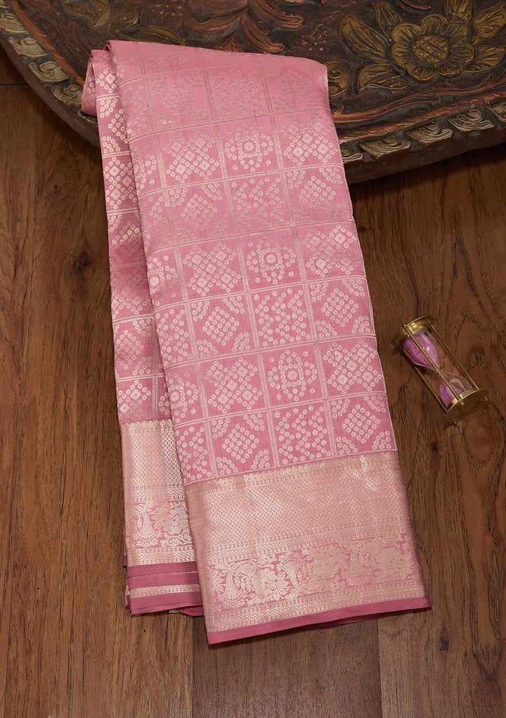 Onion Pink Zariwork (Gold) Silk Saree