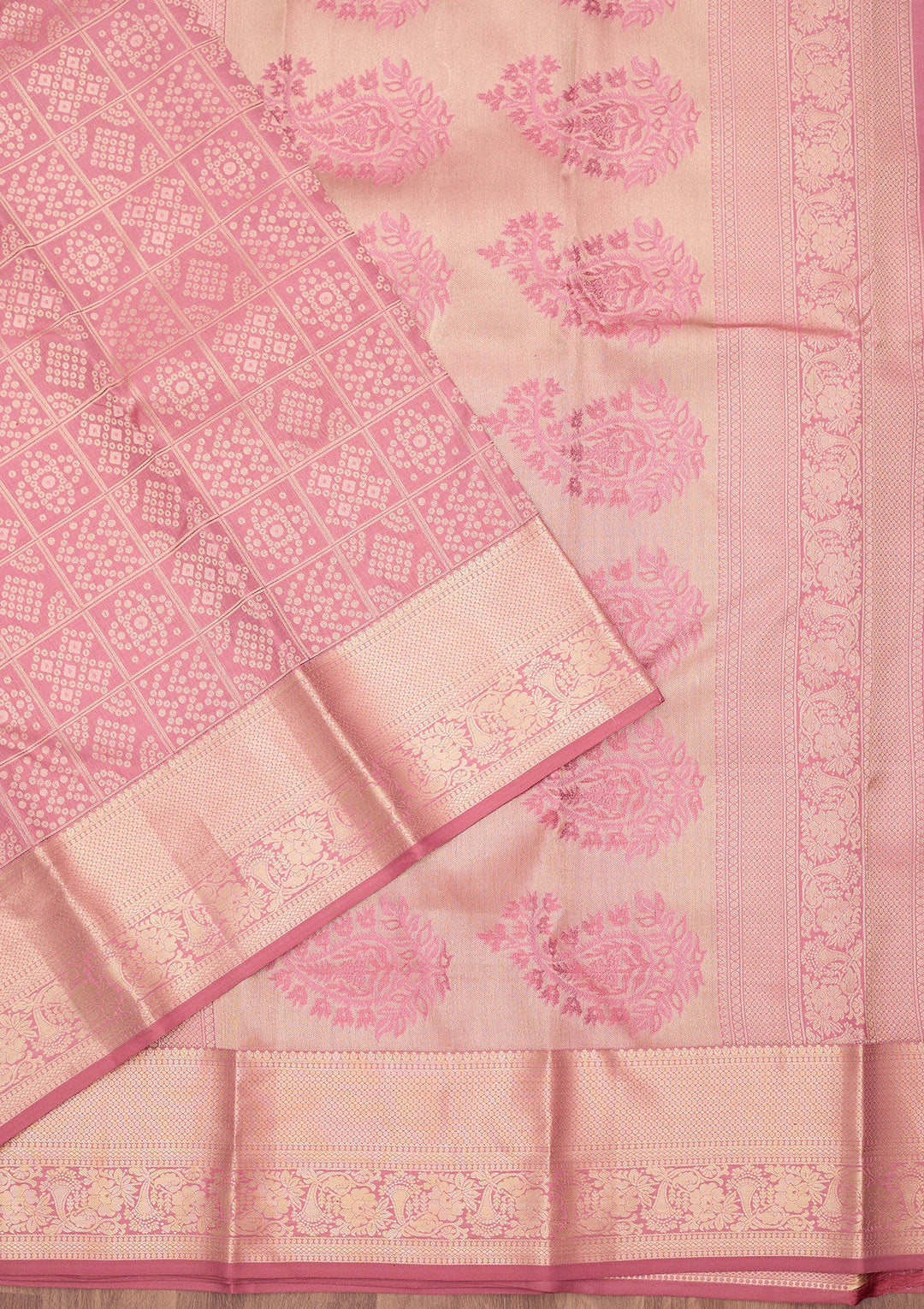 Onion Pink Zariwork (Gold) Silk Saree