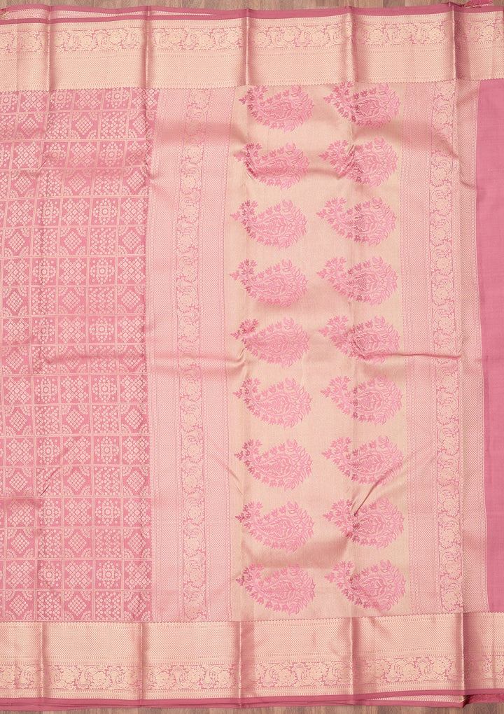 Onion Pink Zariwork (Gold) Silk Saree