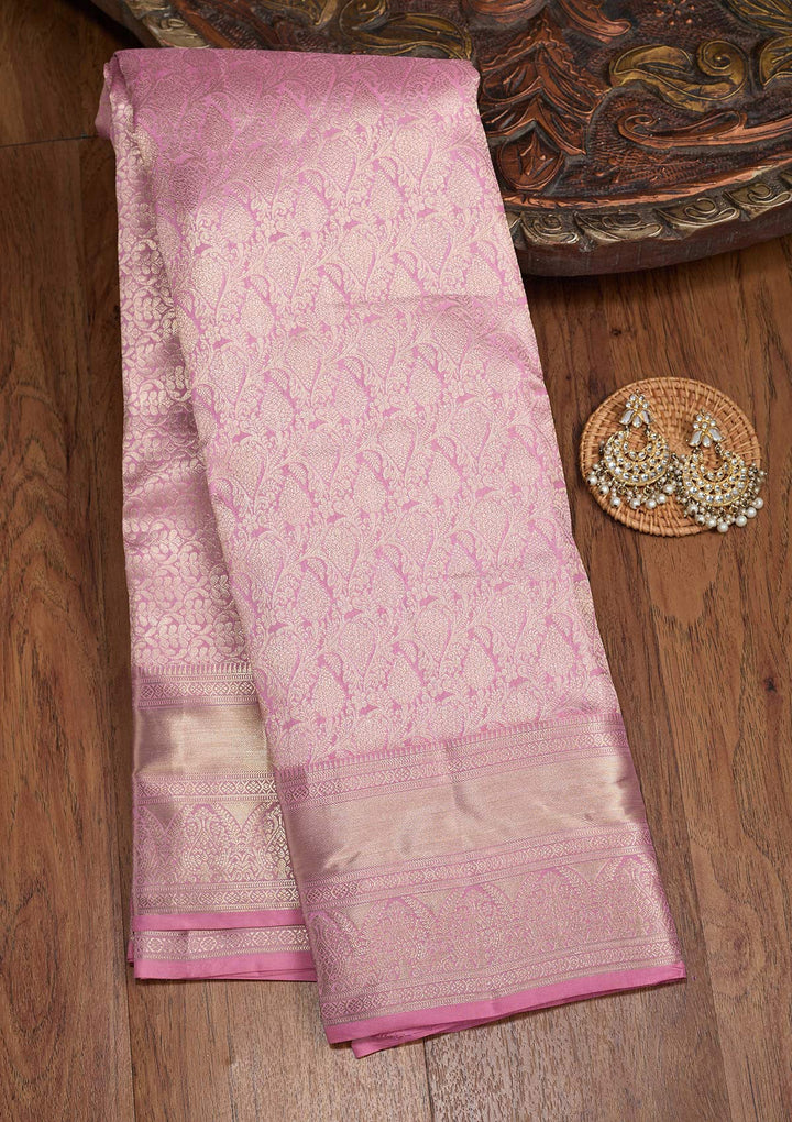 Onion Pink Zariwork (Silver) Silk Silk_Saree