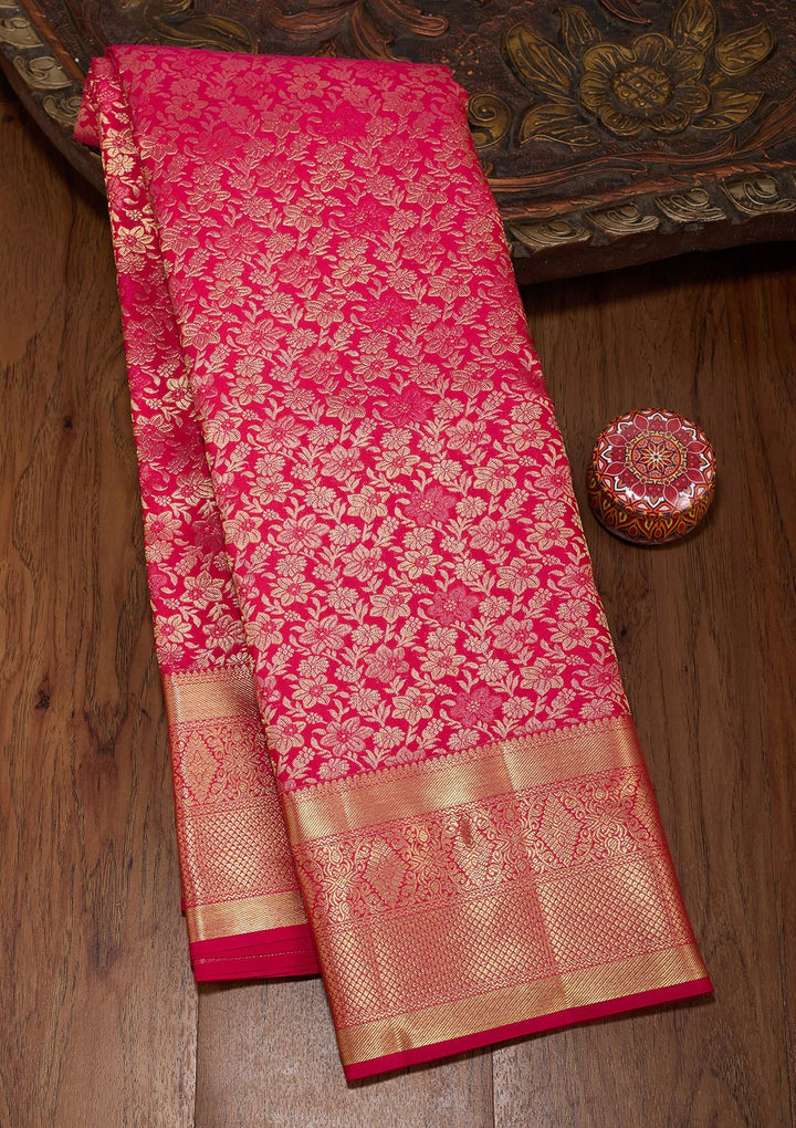 Rani Pink Zariwork (Gold) Silk Silk_Saree