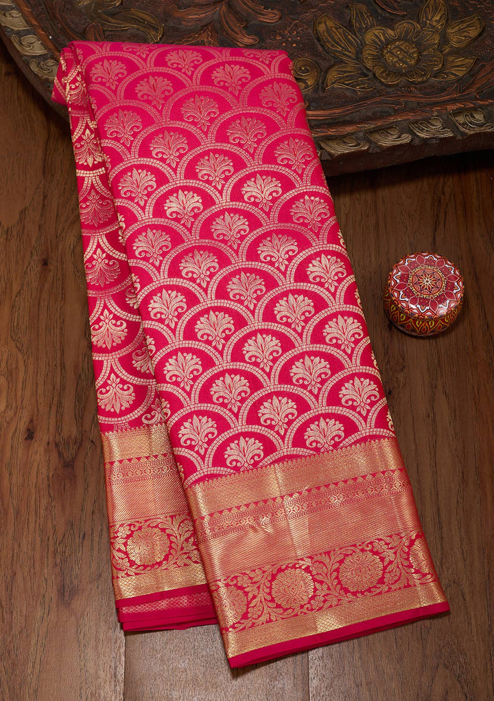 Rani Pink Zariwork (Gold) Pure Silk Silk_Saree
