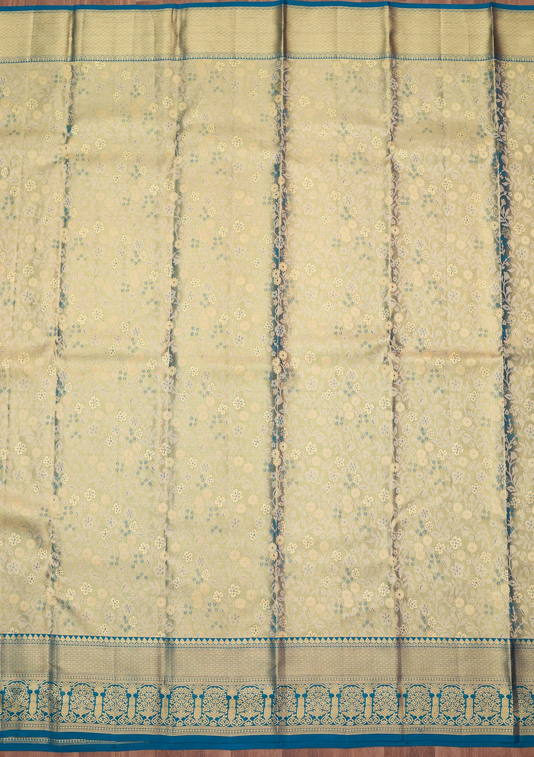 Peacock Blue Zariwork (Gold) Silk Silk_Saree