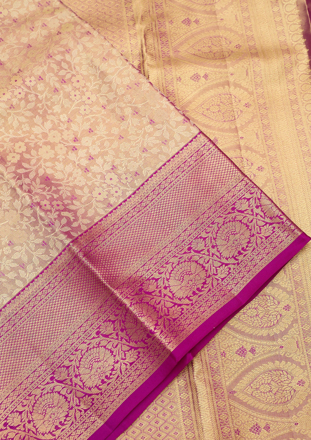 Magenta Pink Zariwork (Gold) Silk Silk_Saree