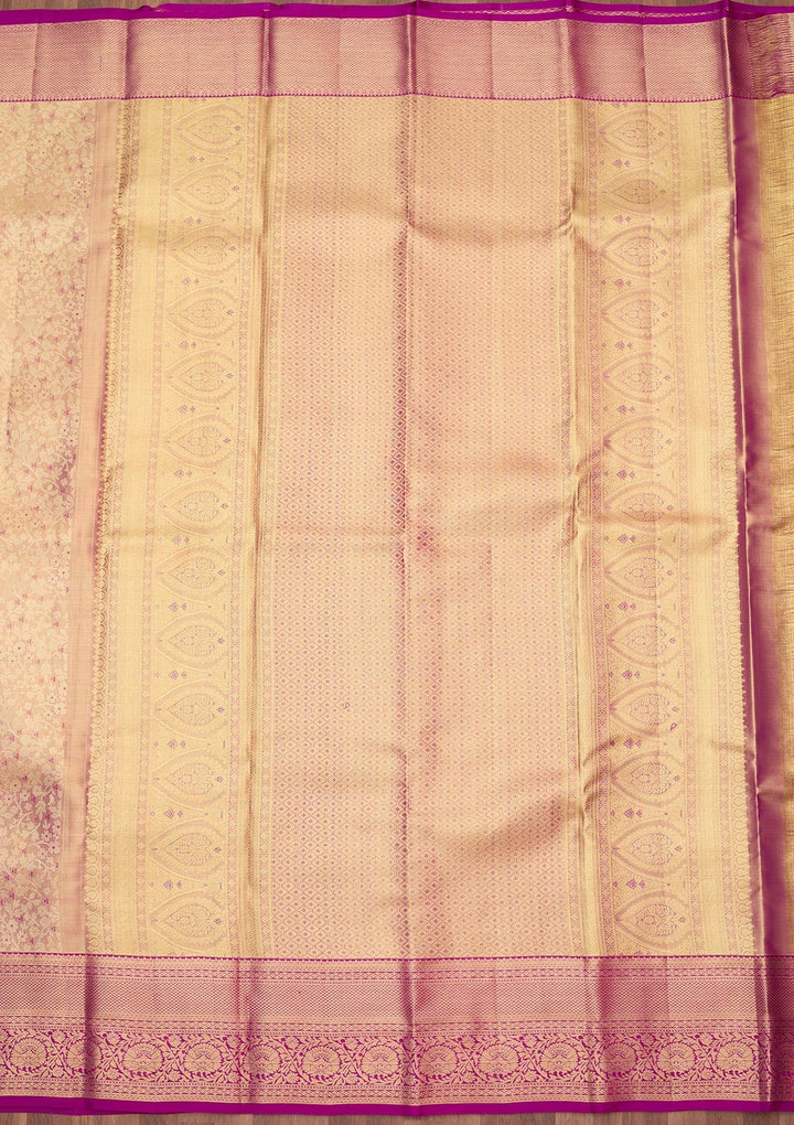 Magenta Pink Zariwork (Gold) Silk Silk_Saree