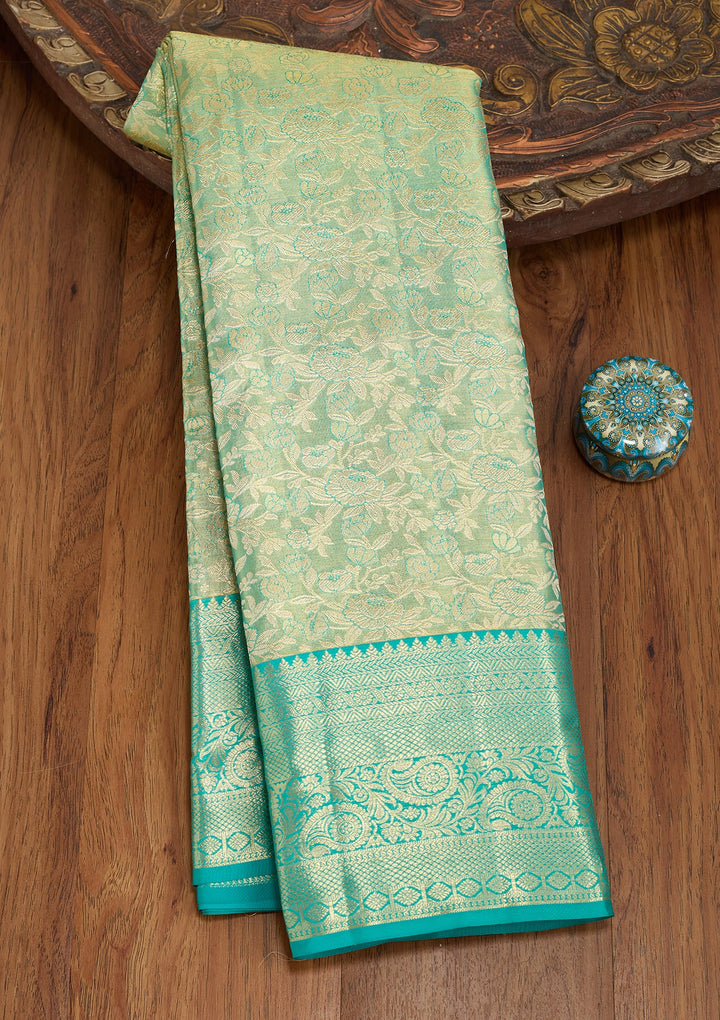 Sea Green Dharmavaram Pure Silk Saree