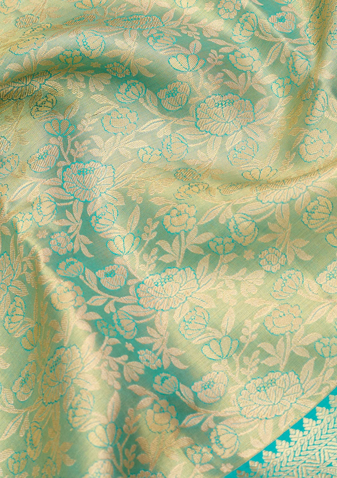 Sea Green Dharmavaram Pure Silk Saree