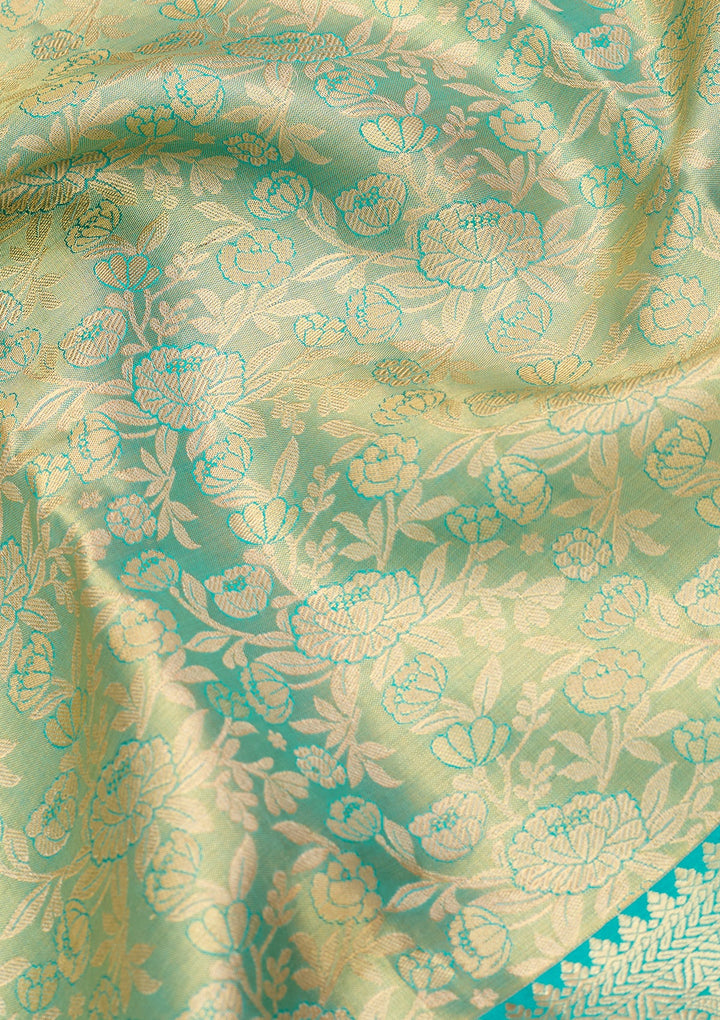 Sea Green Dharmavaram Pure Silk Saree