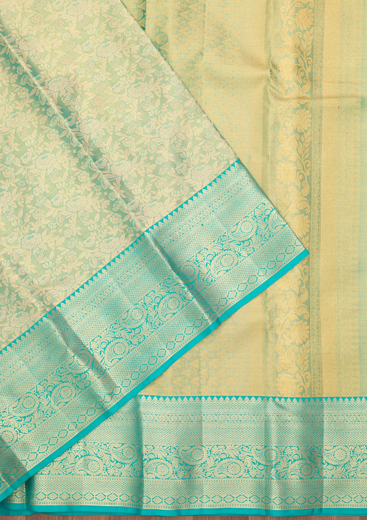Sea Green Dharmavaram Pure Silk Saree