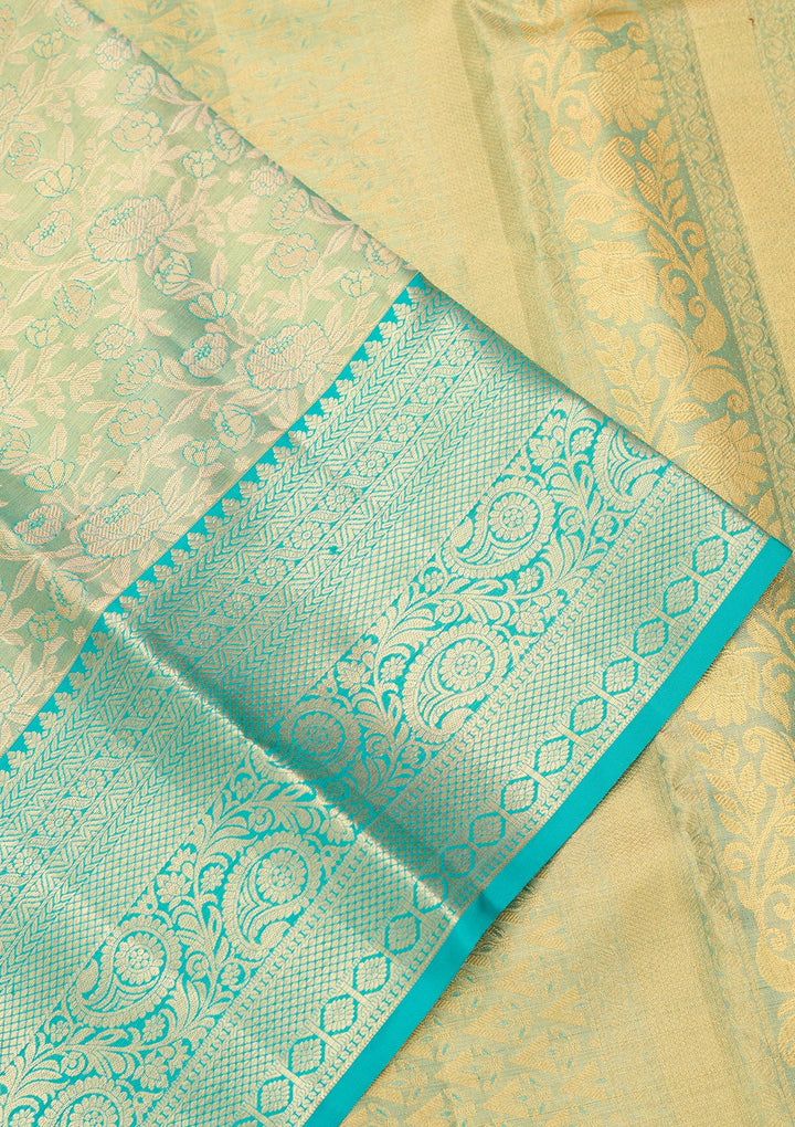 Sea Green Dharmavaram Pure Silk Saree