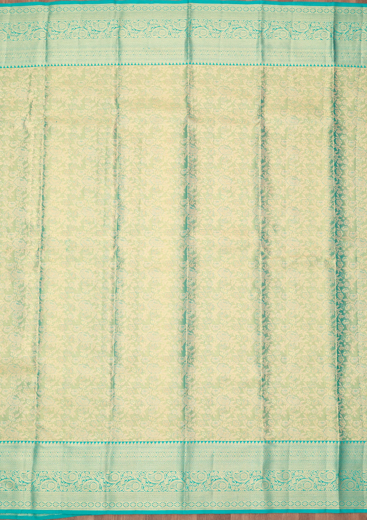 Sea Green Dharmavaram Pure Silk Saree