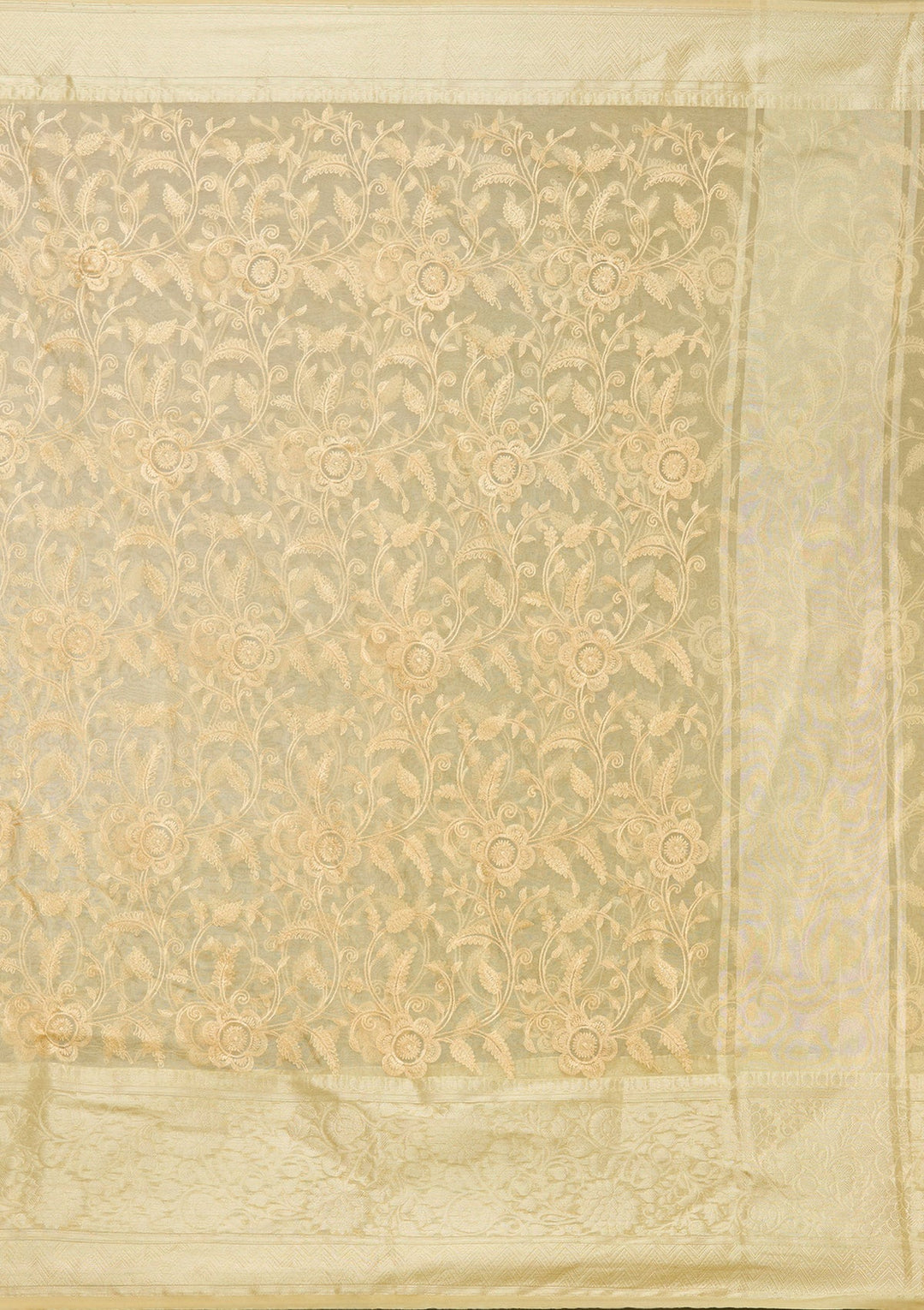 Beige Zariwork (Gold) Silk Saree