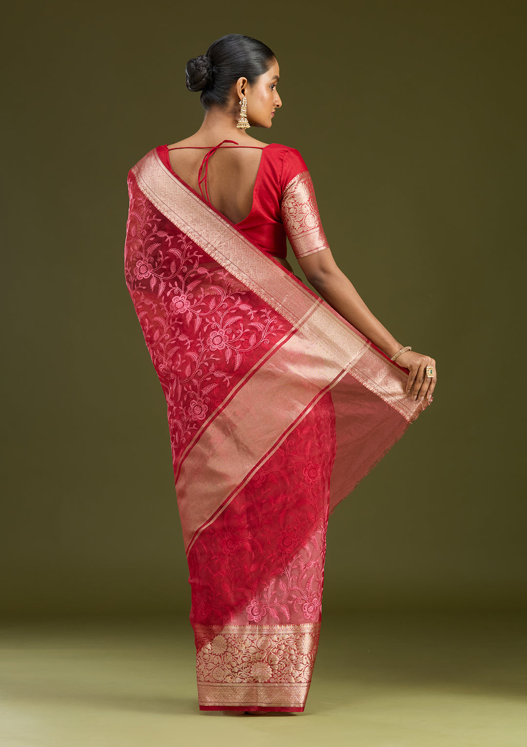 Red Zariwork Cotton Silk Saree