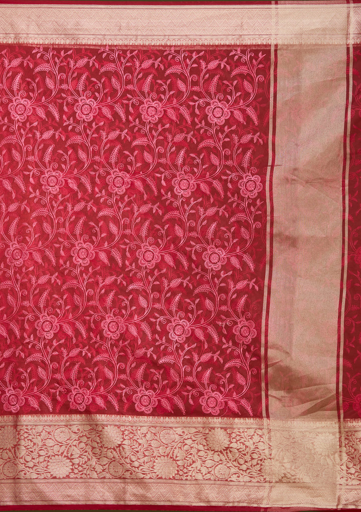 Red Zariwork Cotton Silk Saree