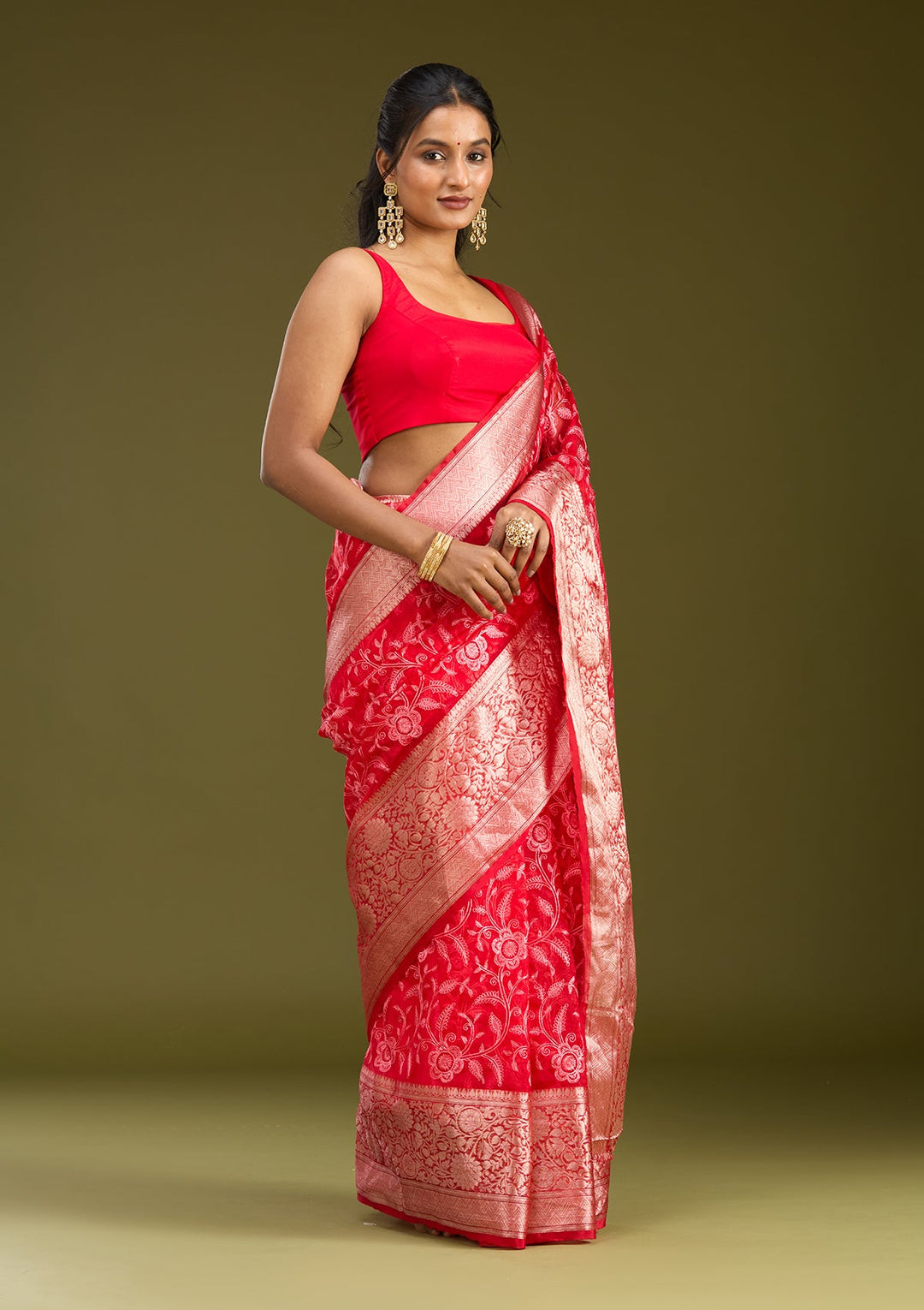 Red Zariwork (Gold) Silk Saree