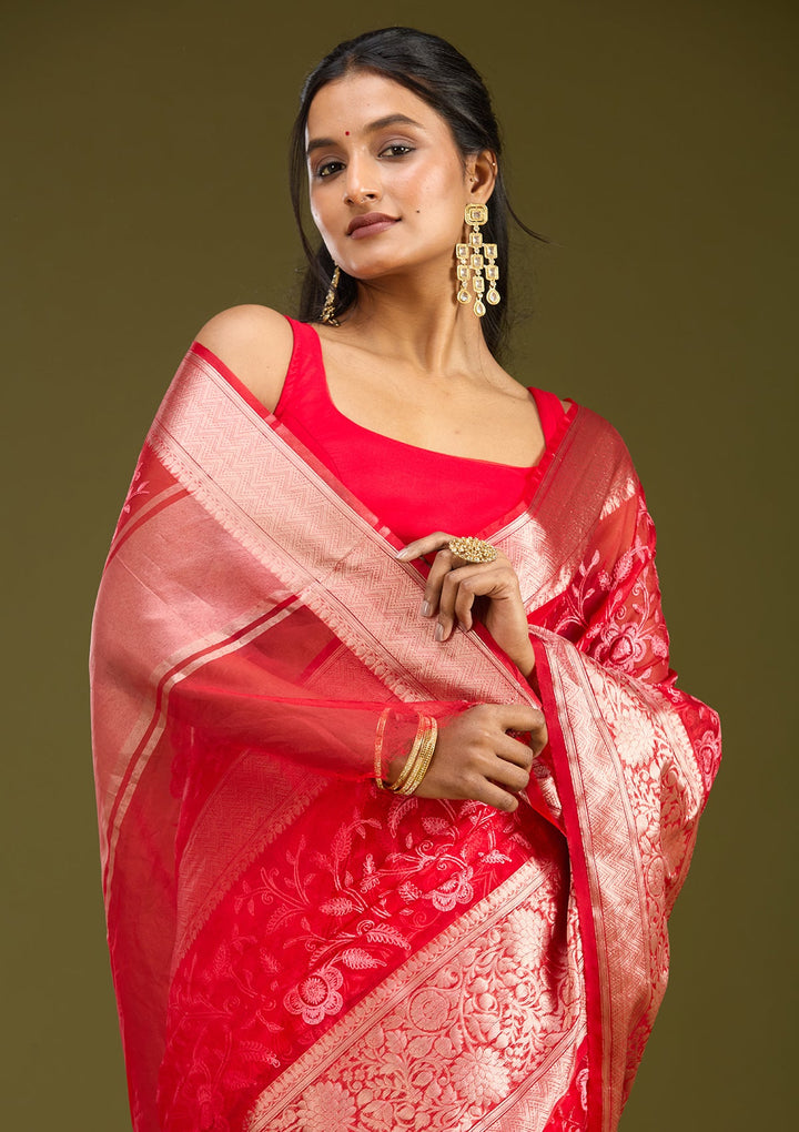 Red Zariwork (Gold) Silk Saree