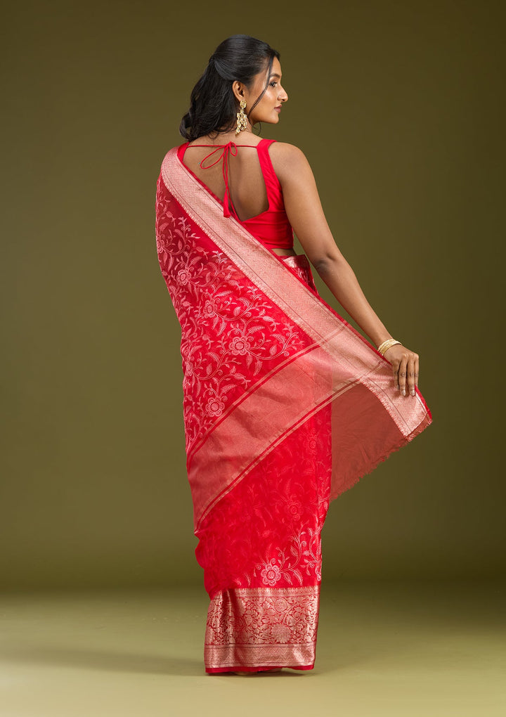 Red Zariwork (Gold) Silk Saree