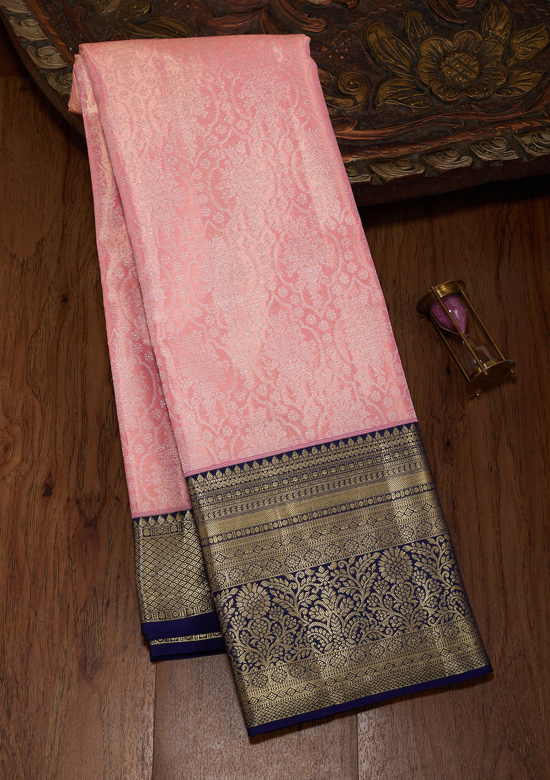 Baby Pink Zariwork (Gold) Silk Silk_Saree