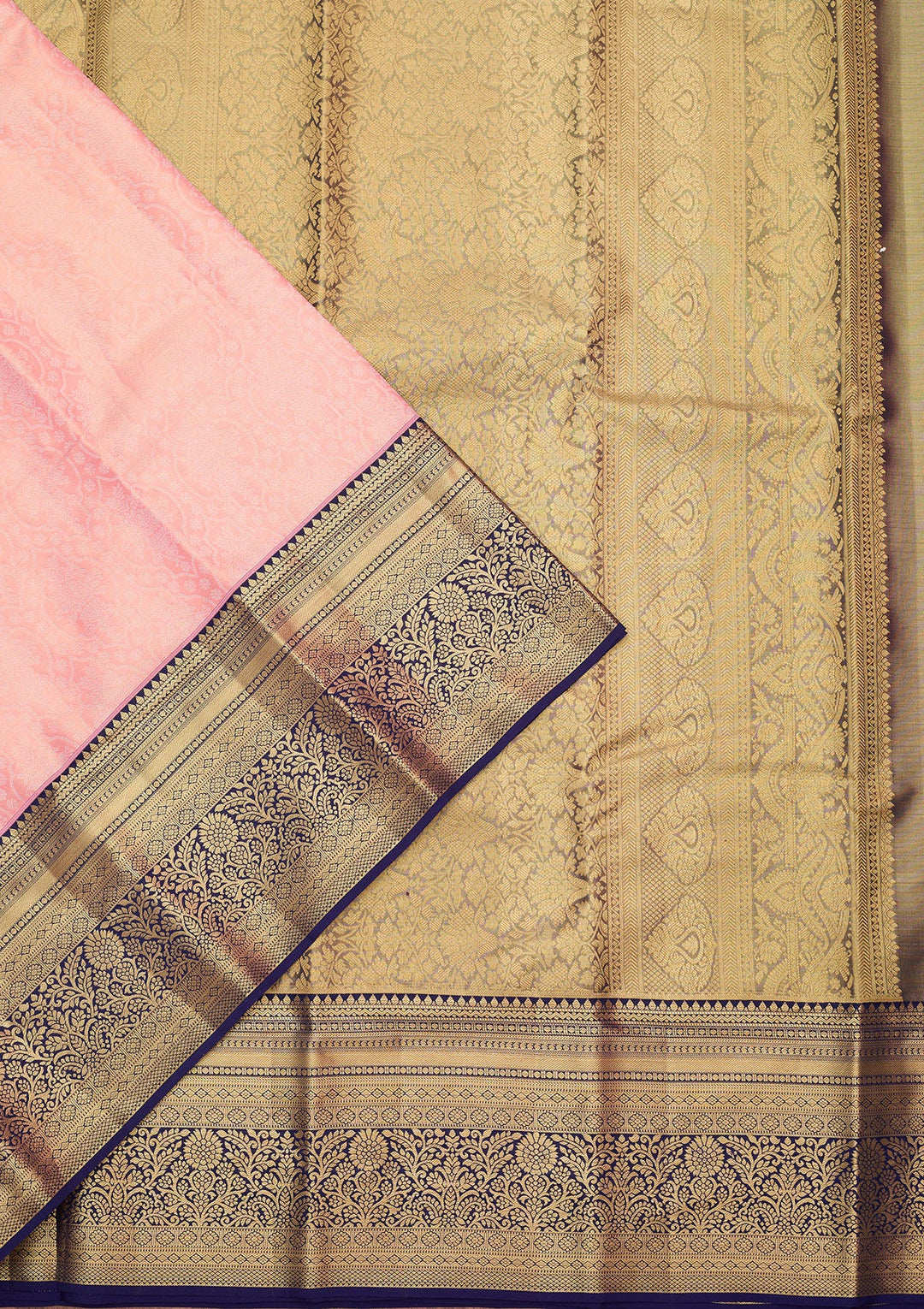 Baby Pink Zariwork (Gold) Silk Silk_Saree