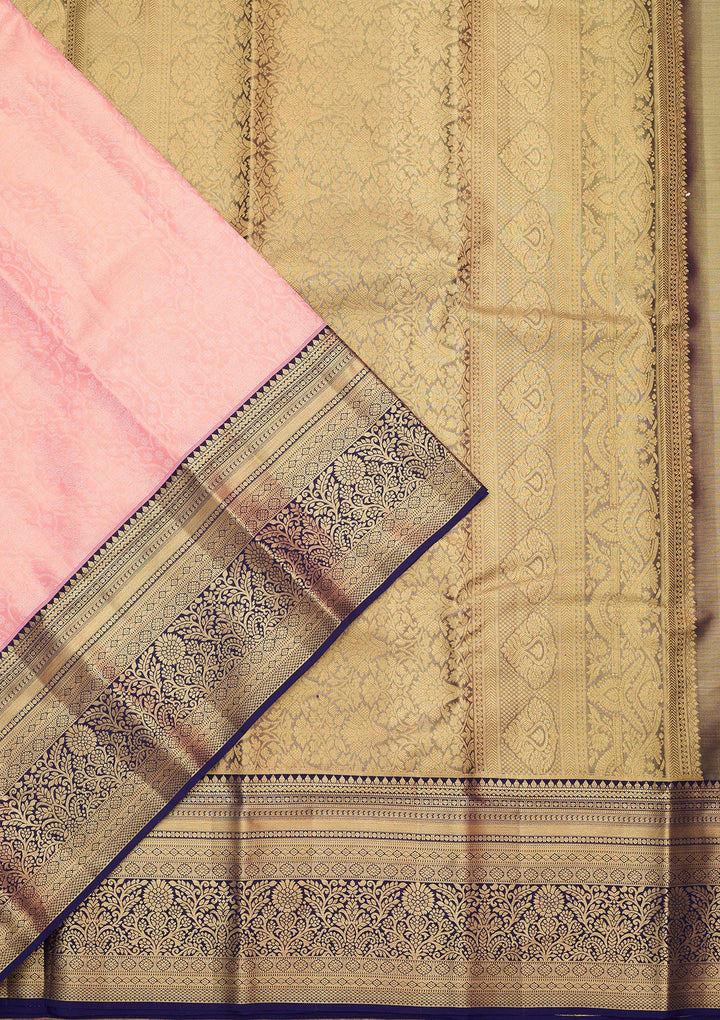 Baby Pink Zariwork (Gold) Silk Silk_Saree