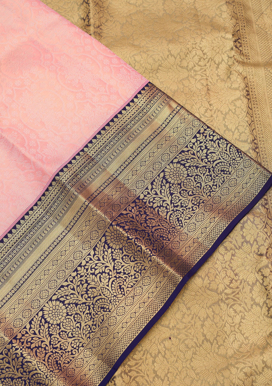 Baby Pink Zariwork (Gold) Silk Silk_Saree