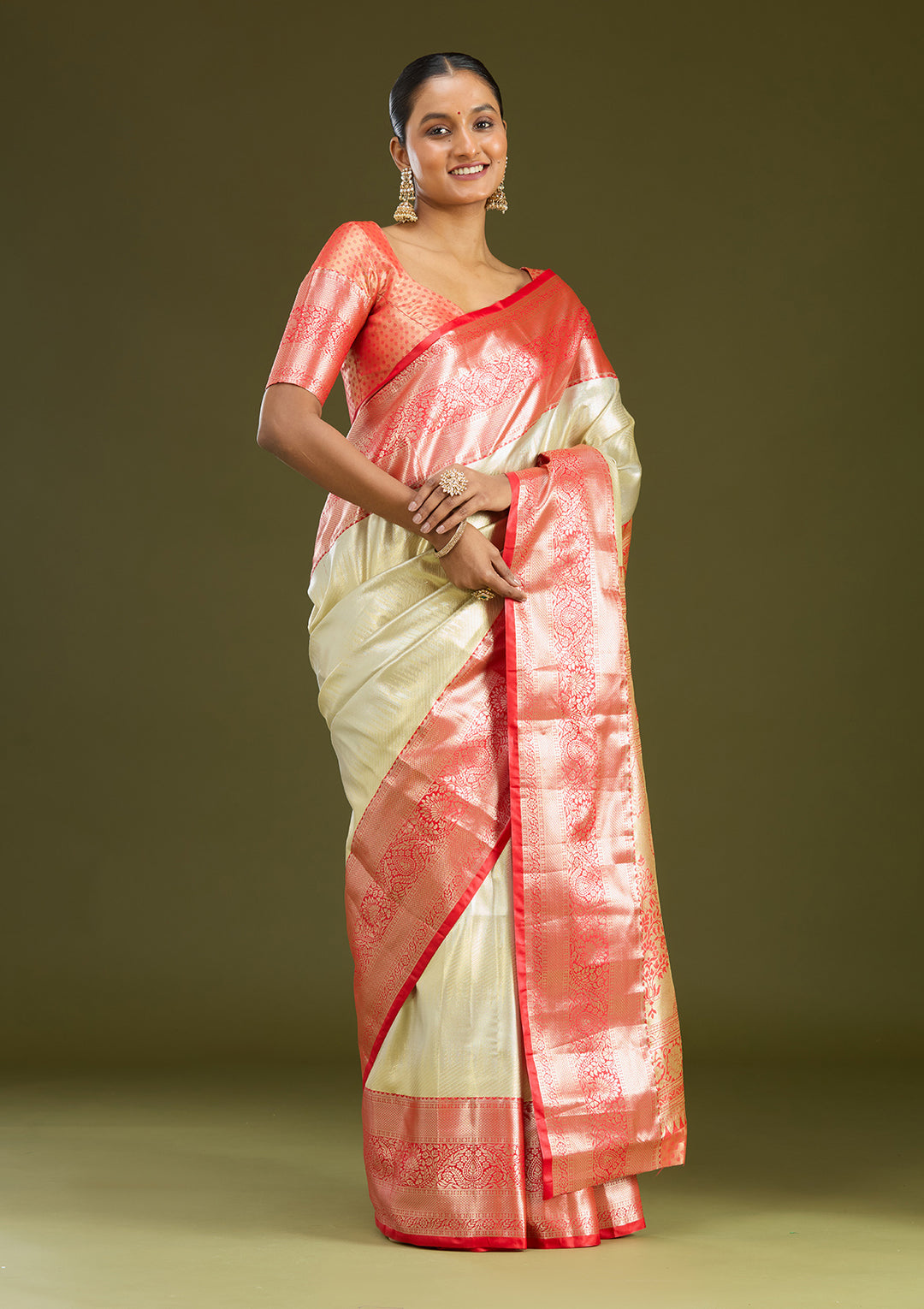 Silver Zariwork (Gold) Silk Silk Saree