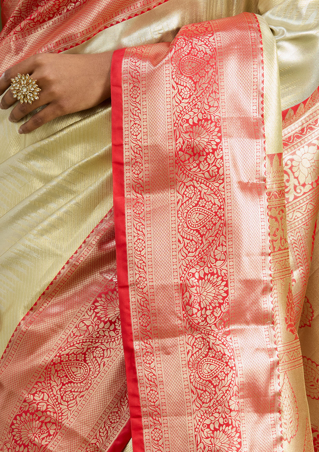 Silver Zariwork (Gold) Silk Silk Saree
