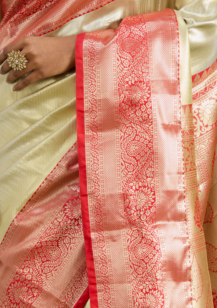 Silver Zariwork (Gold) Silk Silk Saree