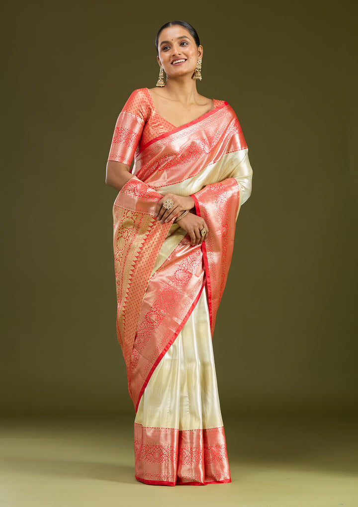 Silver Zariwork (Gold) Silk Silk Saree