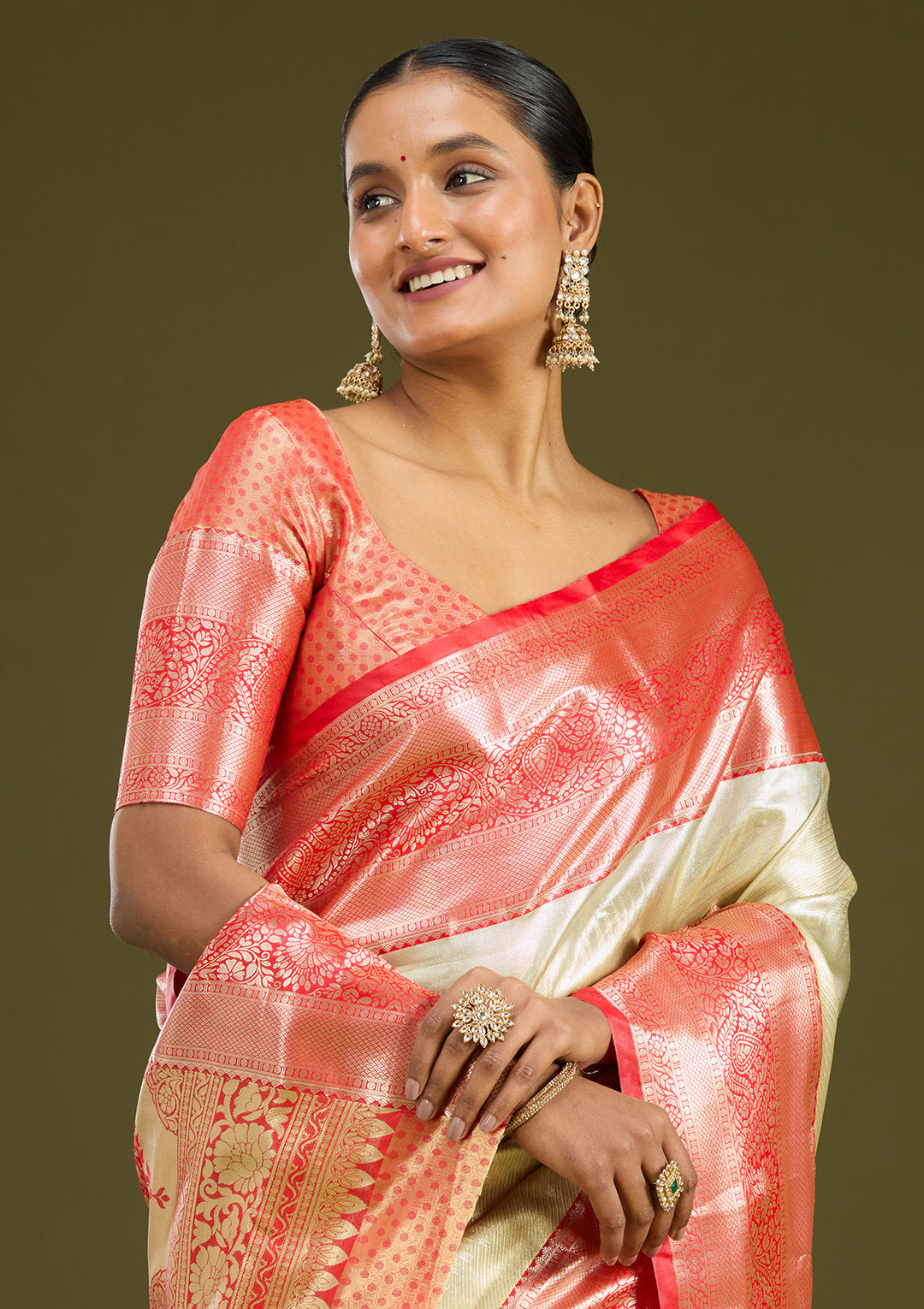 Silver Zariwork (Gold) Silk Silk Saree