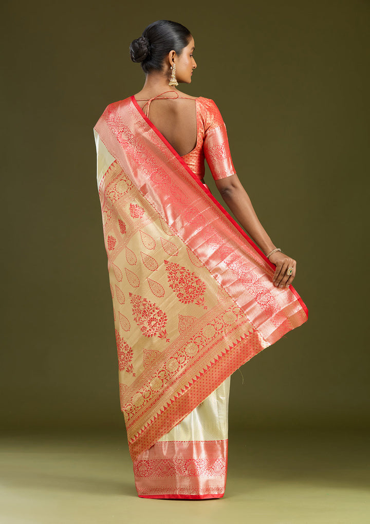Silver Zariwork (Gold) Silk Silk Saree