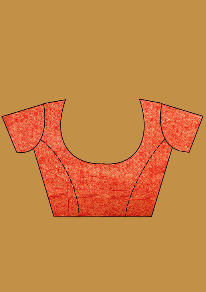 Orange Zariwork (Gold) Silk Silk Saree