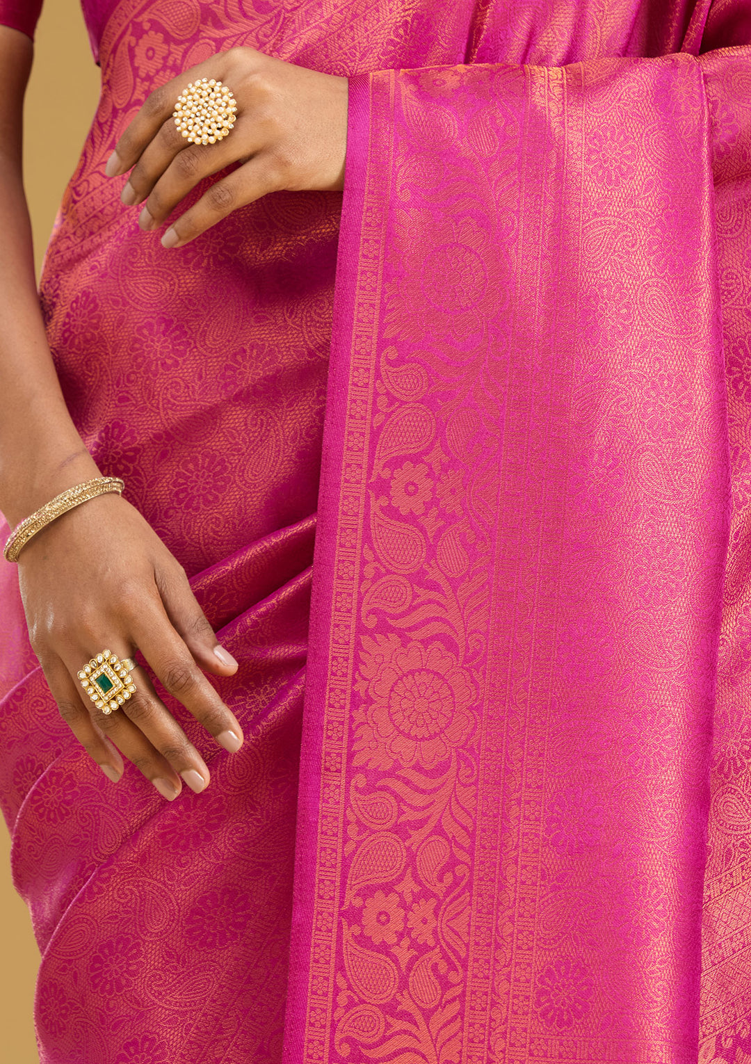 Wine Zariwork (Gold) Silk Silk Saree