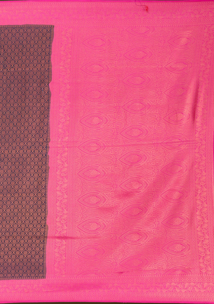 Navy Blue Zariwork (Gold) Silk Saree