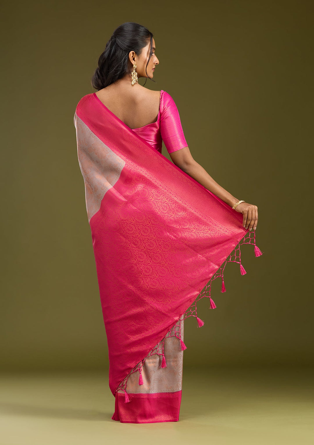 Light Grey Zariwork (Gold) Silk Saree