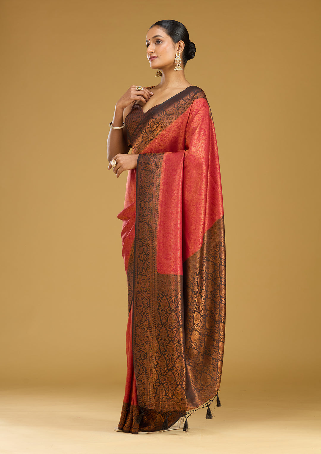 Maroon Zariwork (Gold) Silk Silk Saree