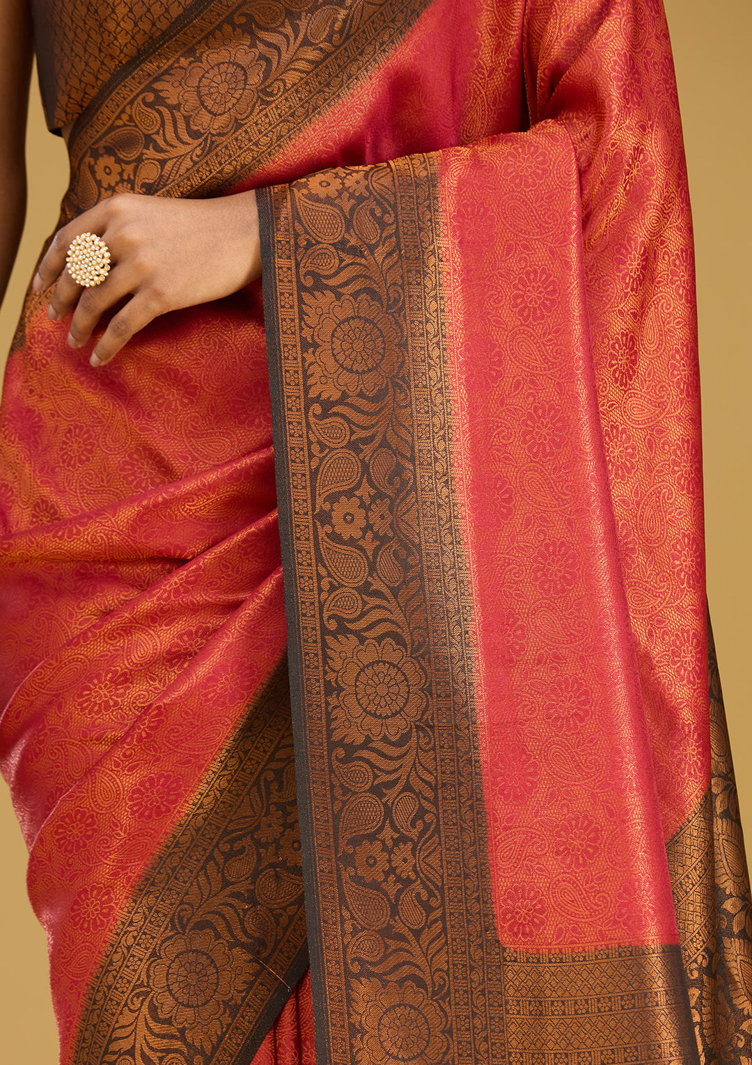 Maroon Zariwork (Gold) Silk Silk Saree
