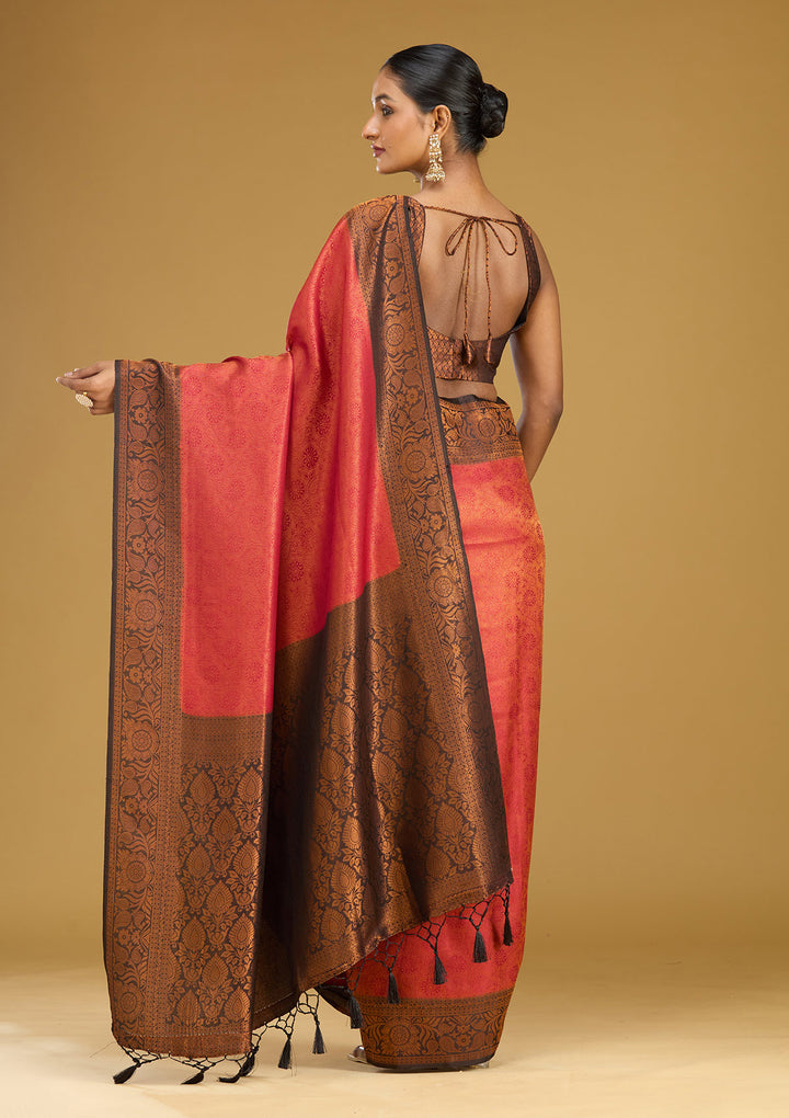 Maroon Zariwork (Gold) Silk Silk Saree