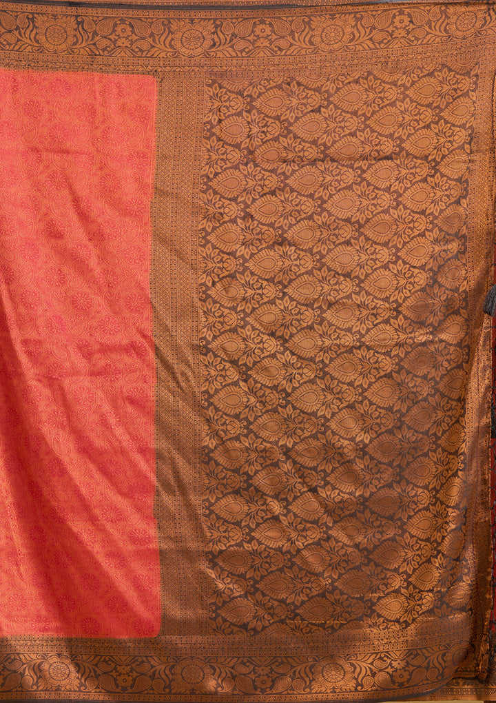 Maroon Zariwork (Gold) Silk Silk Saree