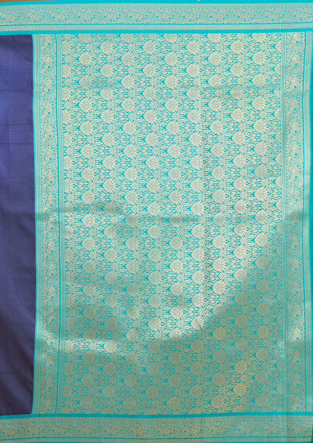 Navy Blue Zariwork (Gold) Silk Silk Saree