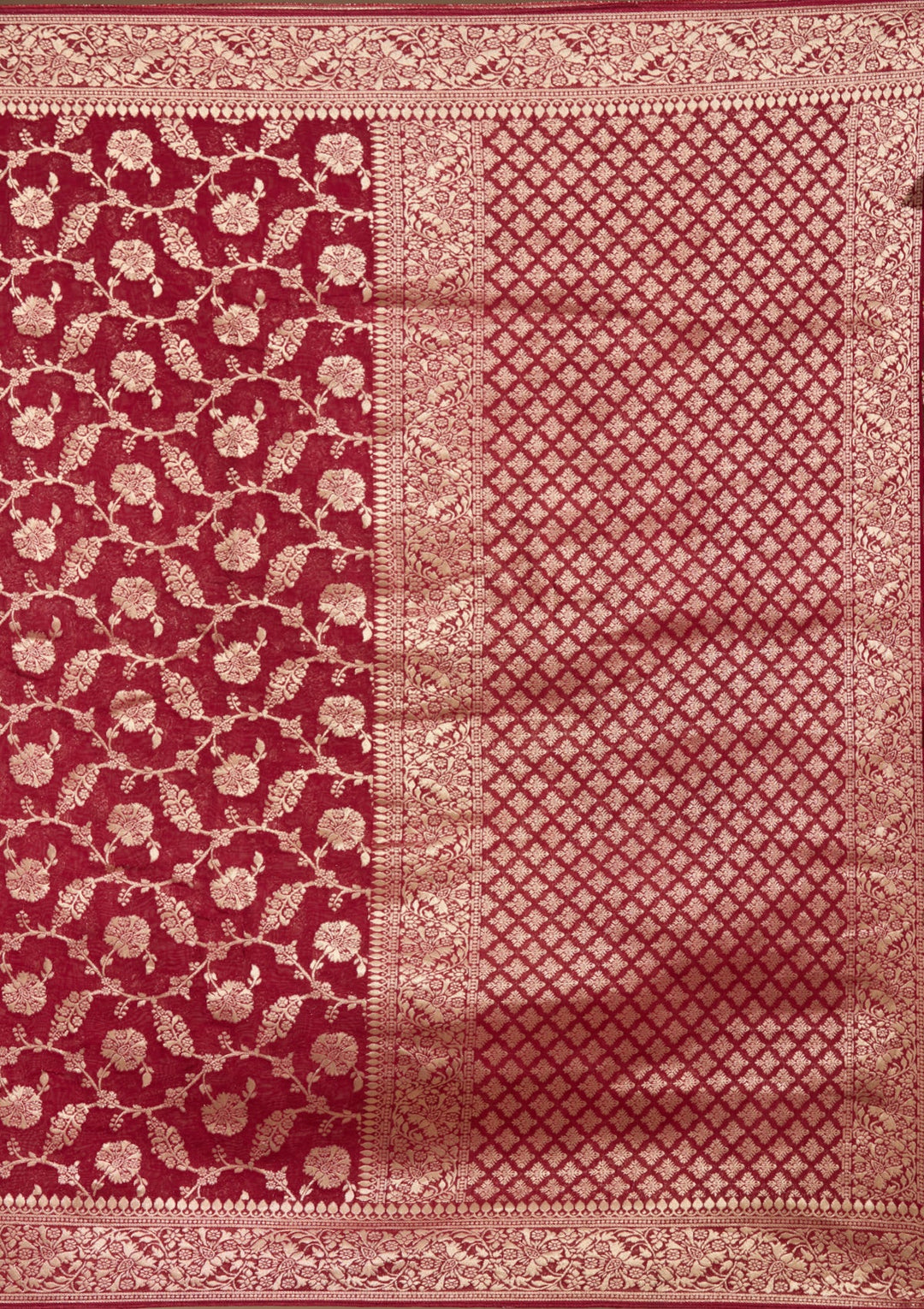 Maroon Zariwork (Gold) Georgette Silk Saree