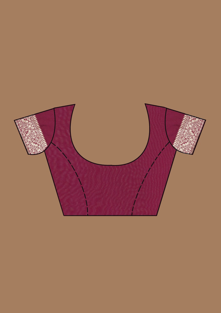 Wine Zariwork (Gold) Georgette Silk Saree