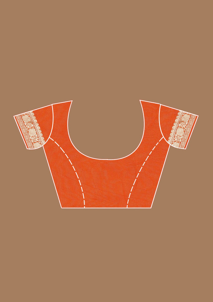Orange Zariwork (Gold) Satin Silk Saree