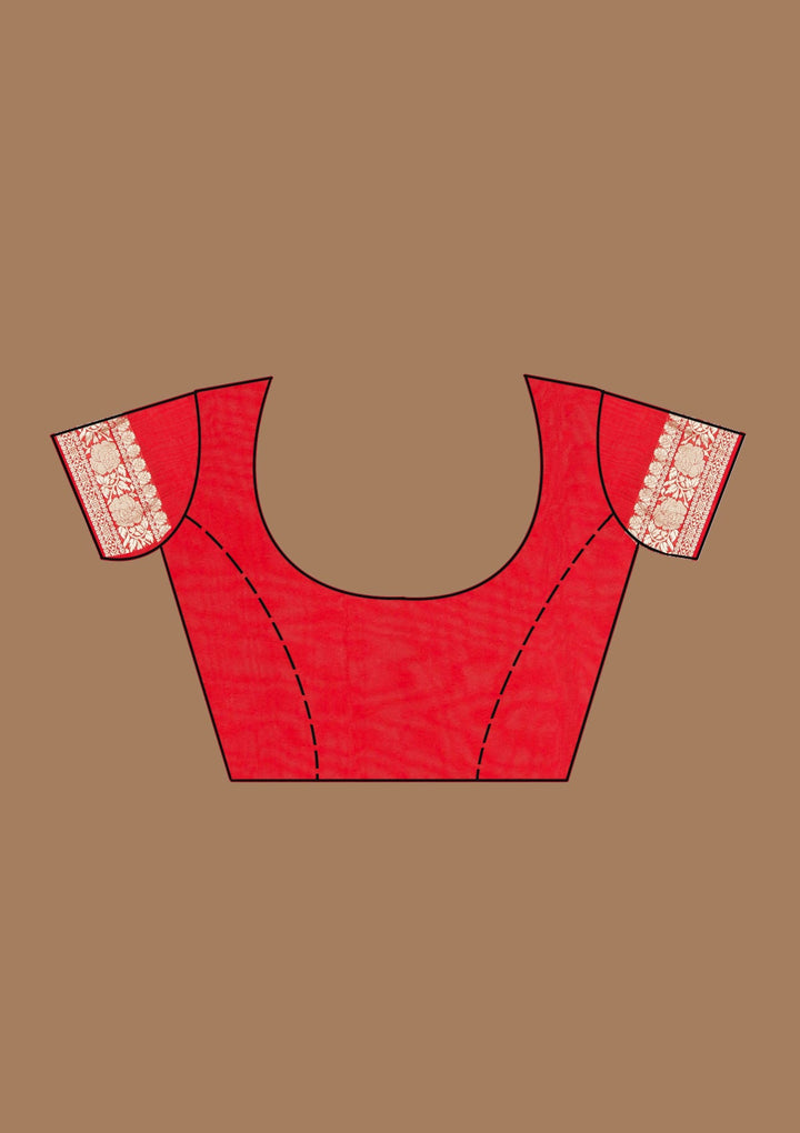 Red Zariwork (Gold) Satin Silk Saree