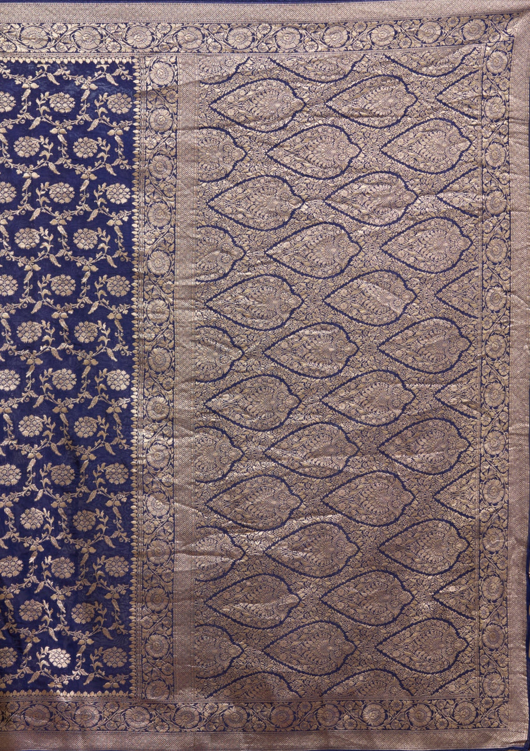 Blue Zariwork (Gold) Georgette Silk Saree